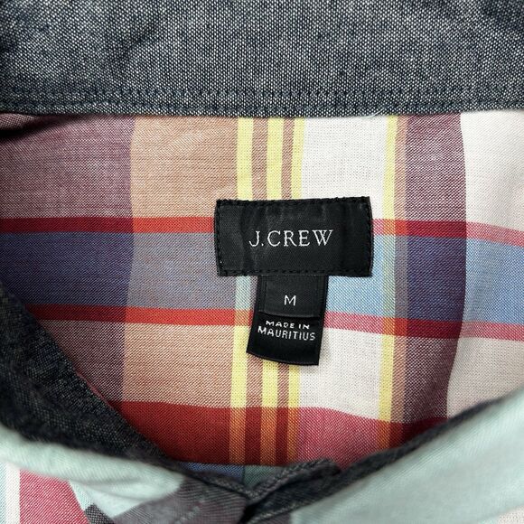 J. Crew Men’s Summer Plaid Long Sleeve Button Down Shirt Size Medium Slim Fit - Picture 5 of 7